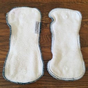 Cloth diaper covers, inserts and boosters.